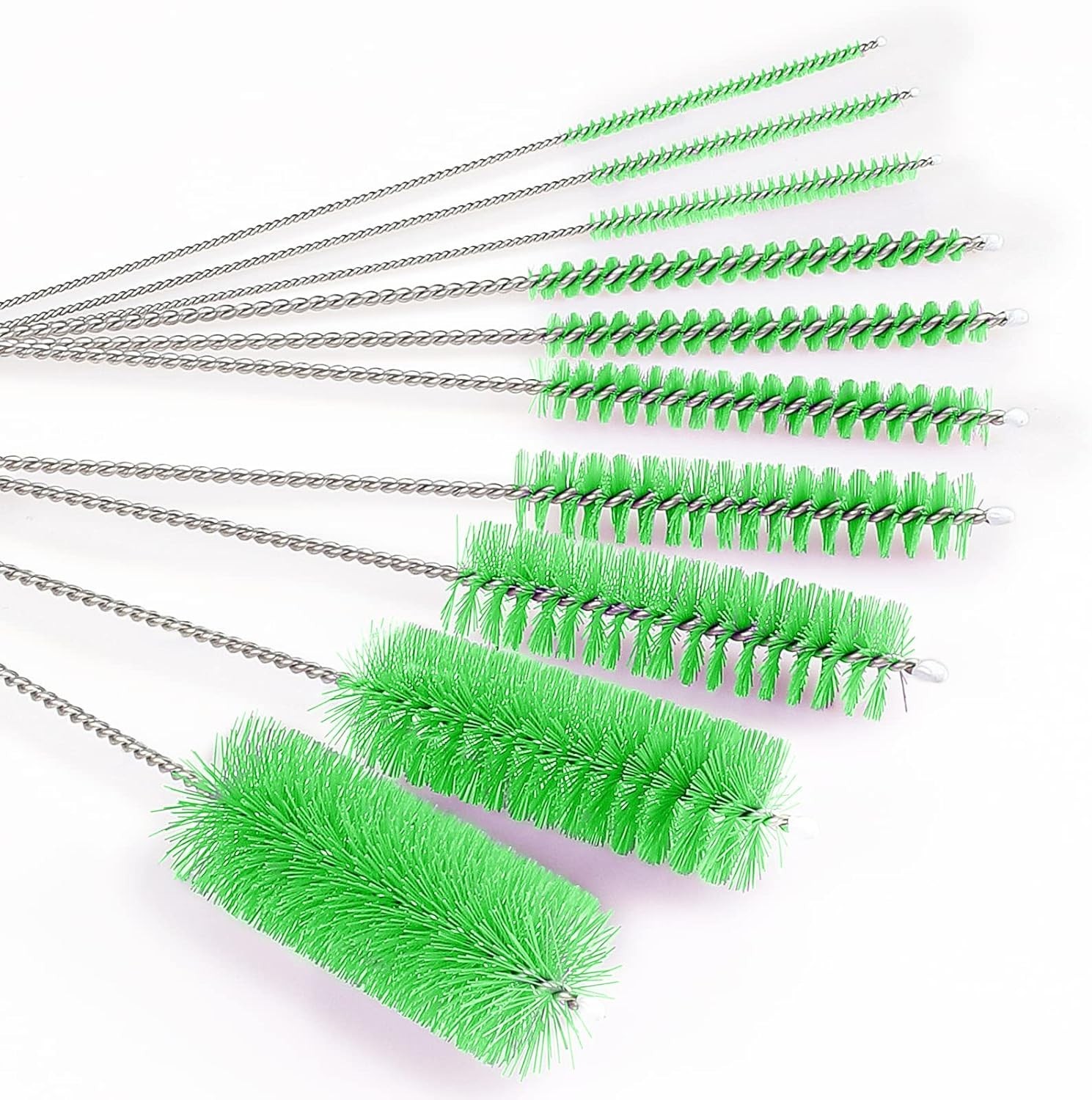 Bottle Cleaning Brushes, 8 Inch Nylon Tube Brush Set (10) pcs green…