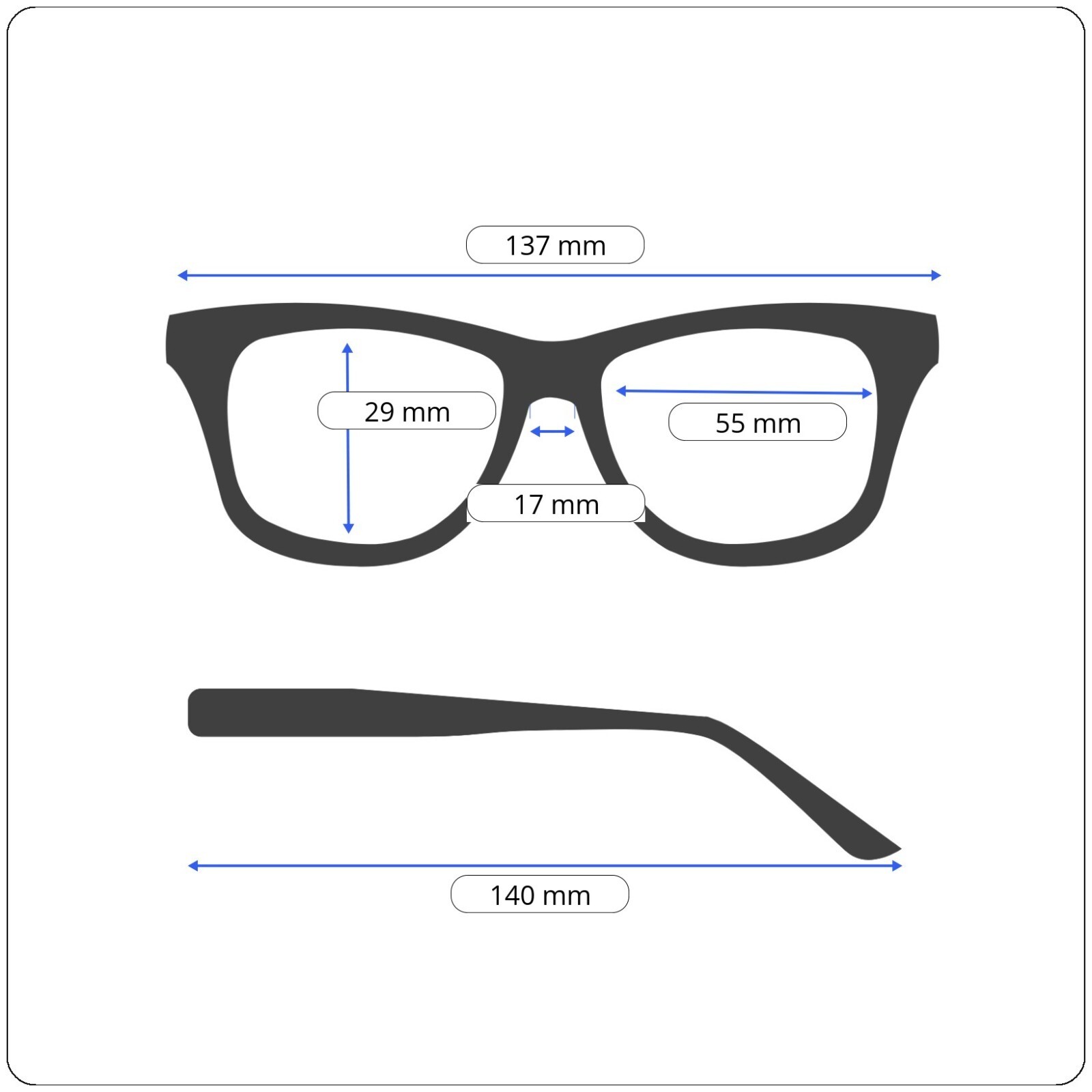 Authentic SAMA Vue GUN Gunmetal Unisex Rectangle Eyeglasses 55-17-140 B:29