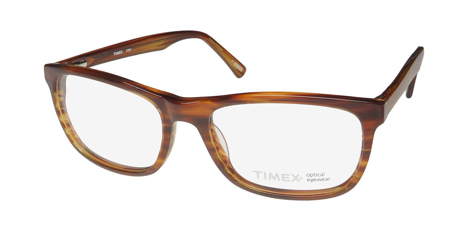 NEW TIMEX T291 EYEGLASSES 54-17-140 OVERSIZED BROWN PLASTIC TA FULL-RIM MENS