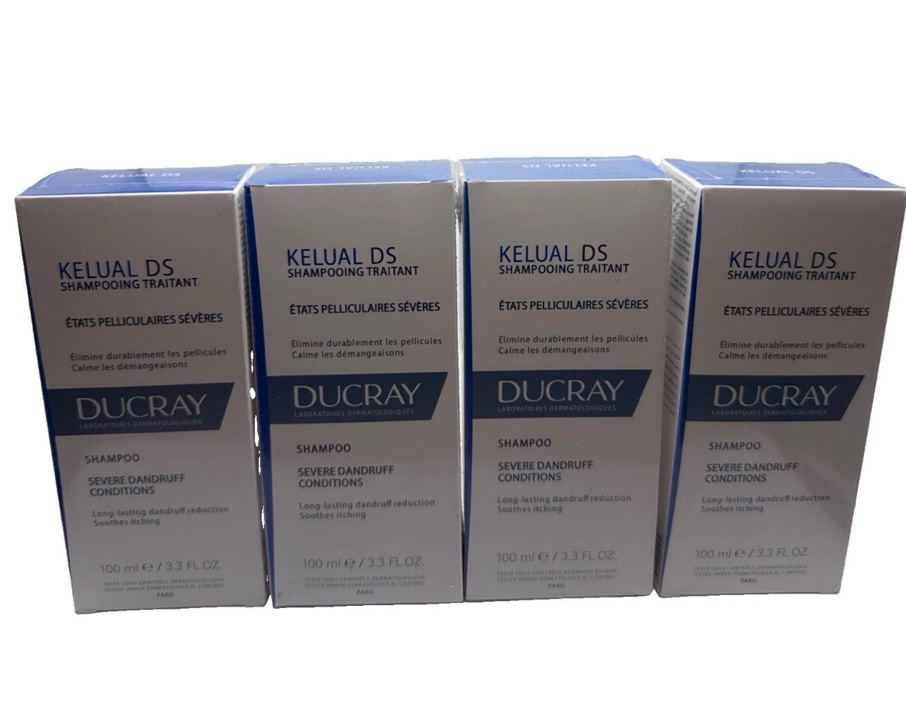 LOT OF 4 Ducray Kelual DS Shampoo For Severe Dandruff Itch 3.3 Oz EXP 4/2028 NEW