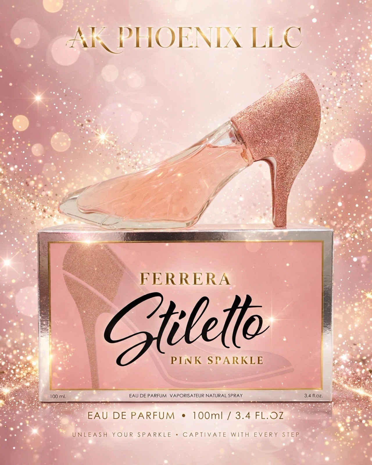 FERRERA Stiletto PINK SPARKLE – Eau De Parfum 3.4FL.OZ 100mLe
