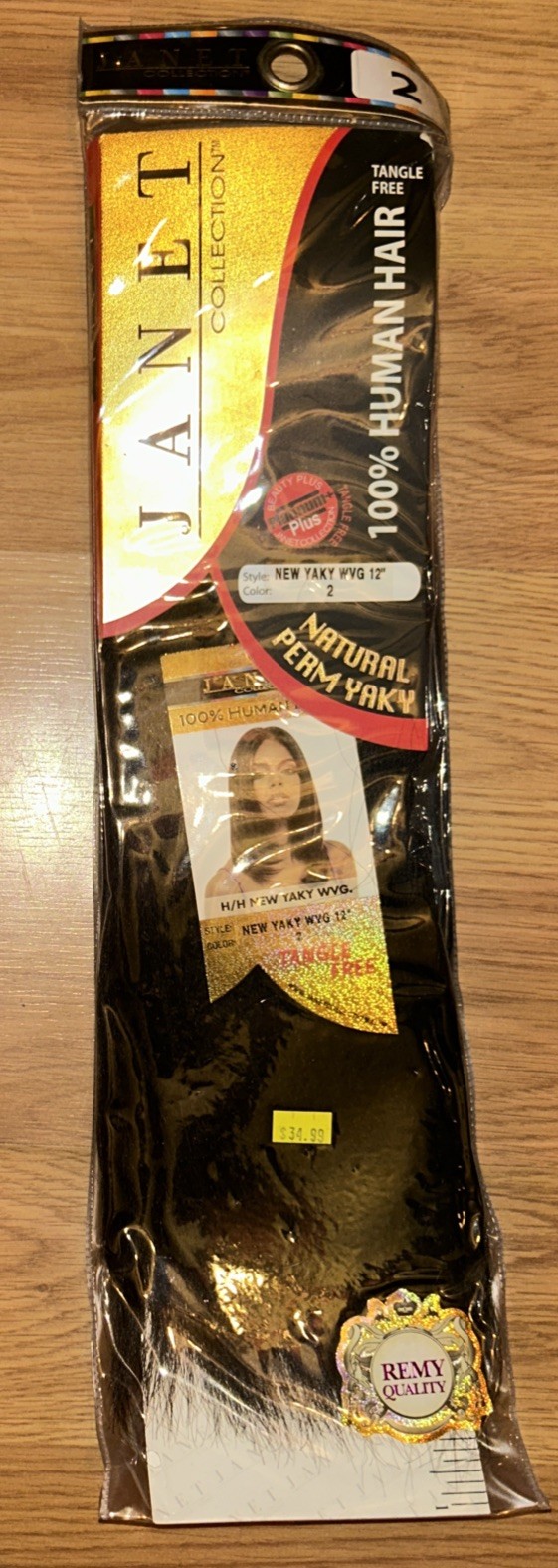 100% Human Hair Ext. Janet Collection. Natural Perm Yaky. 12″inch Color #2