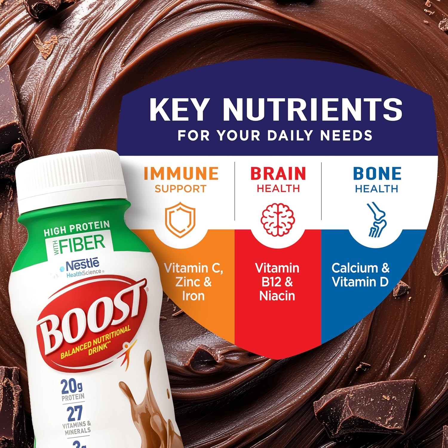 BOOST High Protein with Fiber Ready to Drink Complete Nutritional Drink, Rich Ch