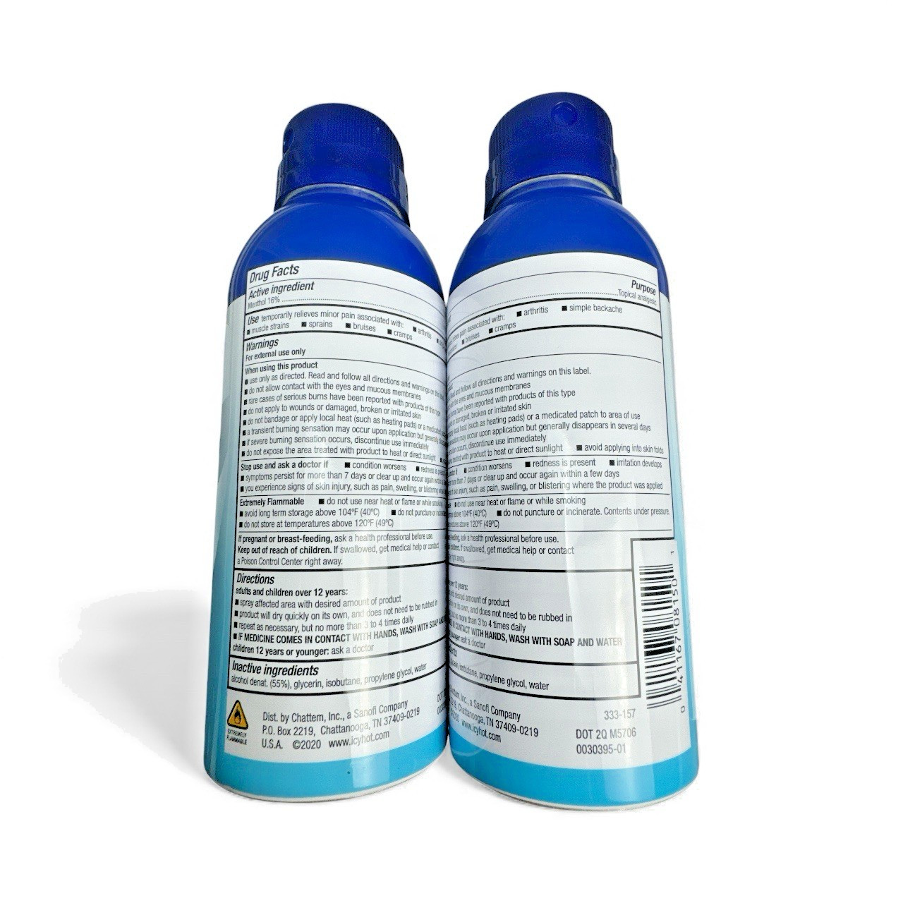 Icy Hot Original Instant Relief Spray – Set of 2 Quick Dry Pain Relief Formula