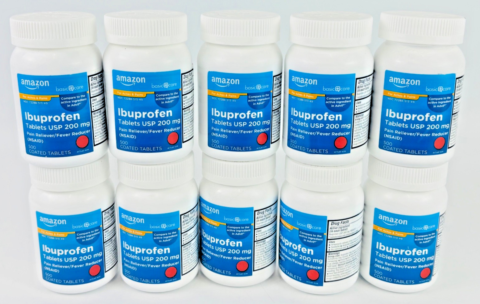 Ibuprofen 500 Coated Tablets 10 Pack 200 mg Pain Reliever EXP 9/2026