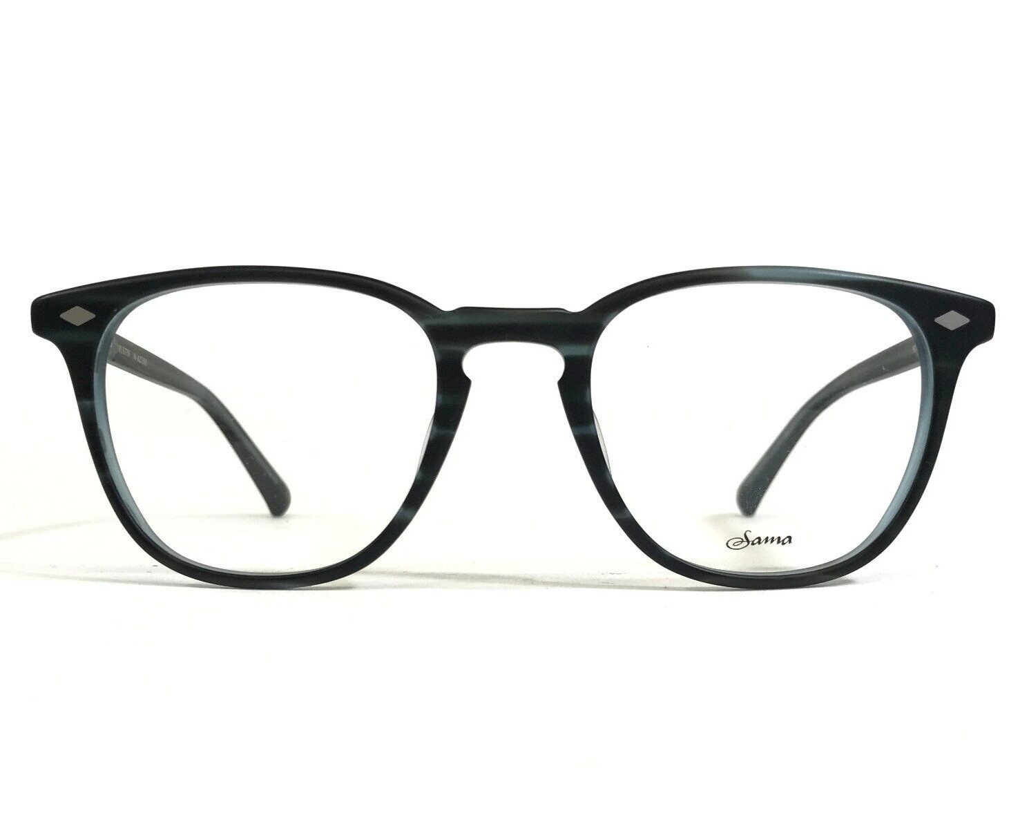 Sama Eyeglasses Frames JUSTIN M-AZURE Dark Blue Horn Square Full Rim 50-21-145