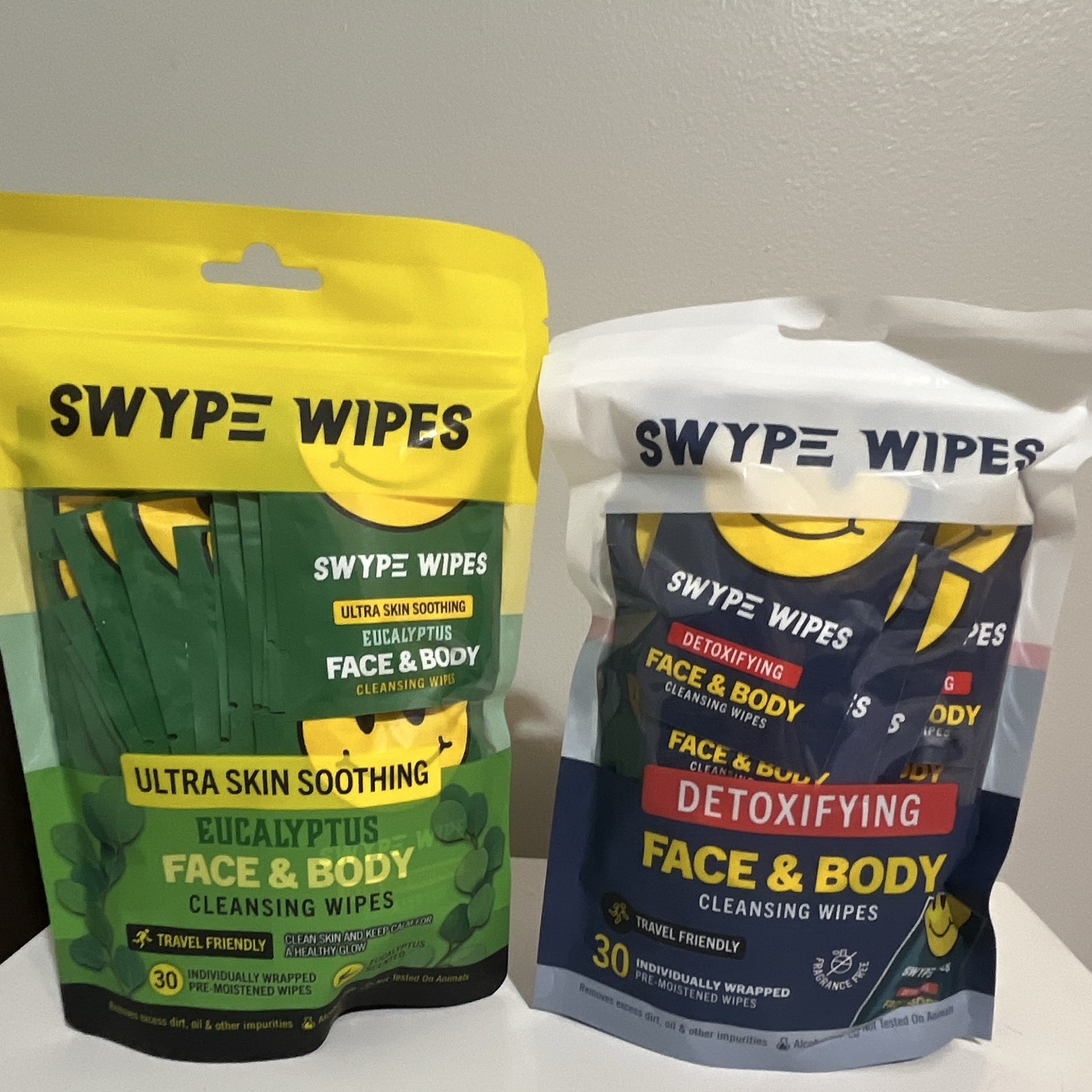SWYPE WIPES Cleansing Wipes Skin Soothing Eucalyptus and Detoxifying 2pack 30 ct