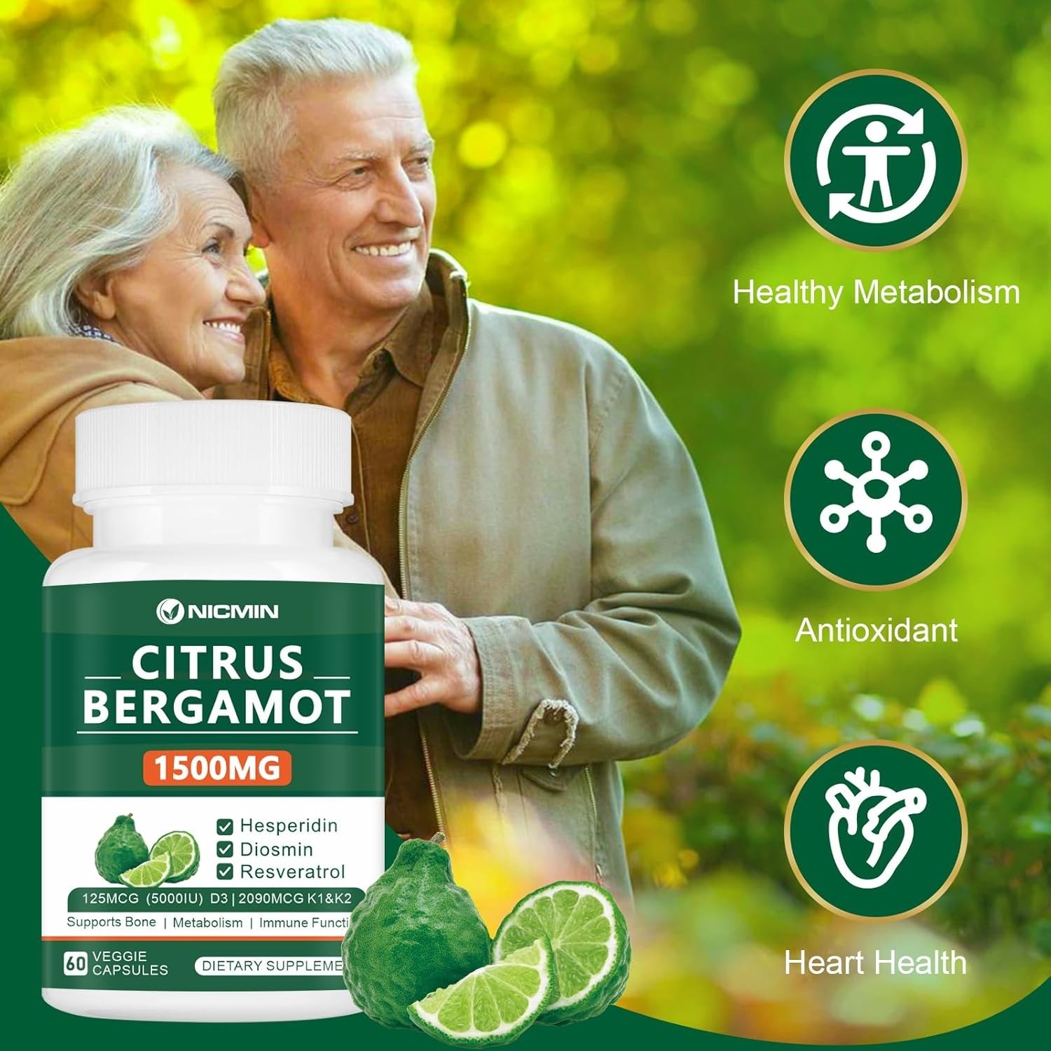 Citrus Bergamot 1500mg with Hesperidin, Diosmin, Resveratrol