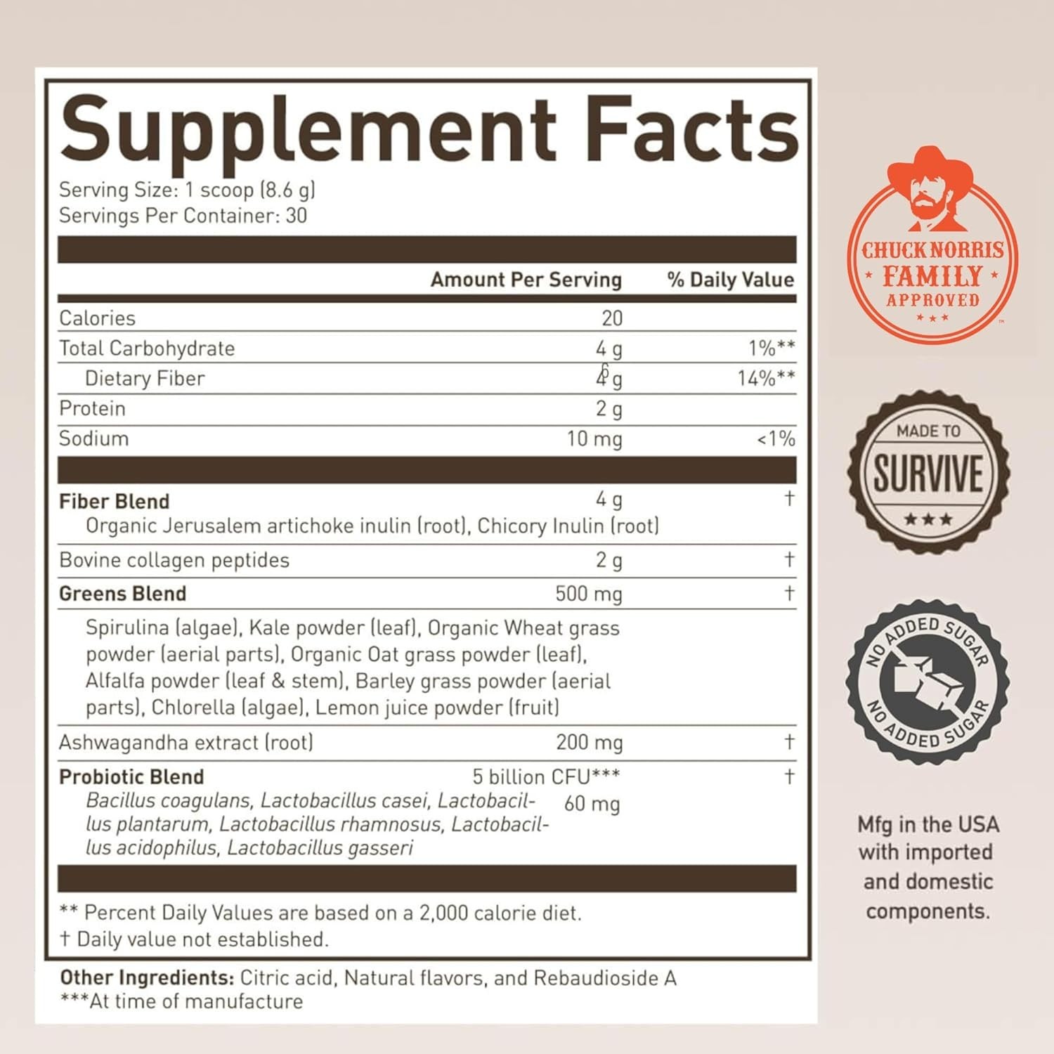 By Chuck Norris Morning Kick green Superfoods Powder Supplement with Ashwaganda