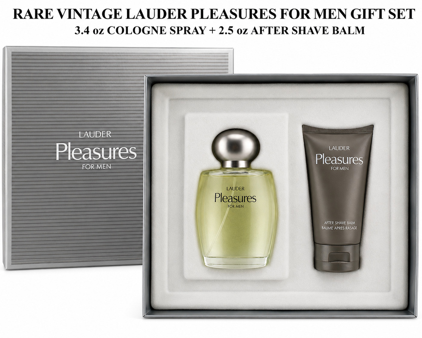 Lauder Pleasures Men Gift Set 3.4 oz Cologne Spray + 2.5 oz After Shave Balm