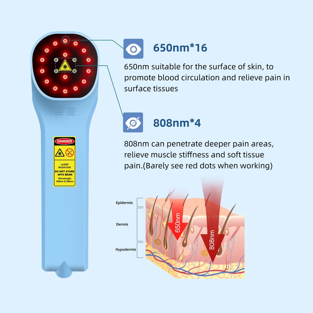 880mW LLLT Laser Therapy 650nm 808nm Red Light for Humans & Animals Pain Relief