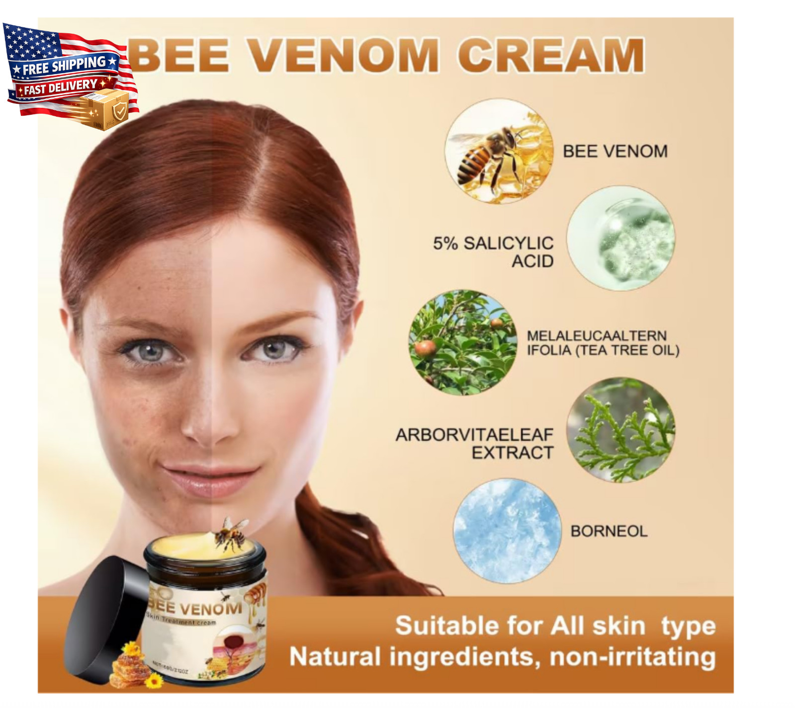 Bee Venom All-In-One Cream Skin Treatment 2026 Professional Bee Venom Cream 60g