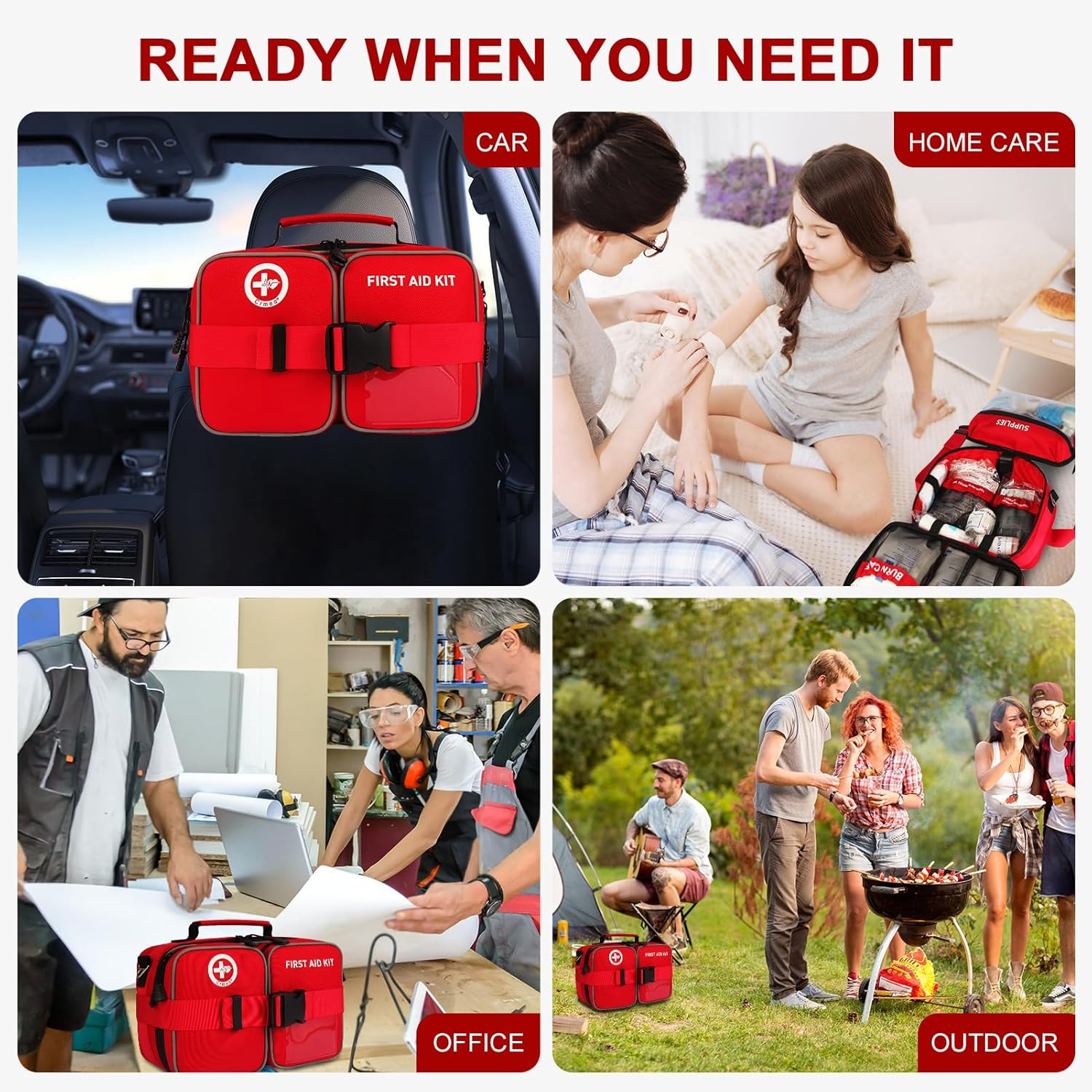 516 Piece First Aid Kit for Car, Travel & Home, FSA Eligible HSA Items – Large P