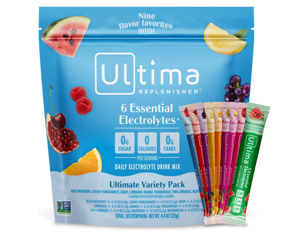 Ultima Replenisher Electrolyte Variety Pack, 36 Stick Packs, Sugar Free