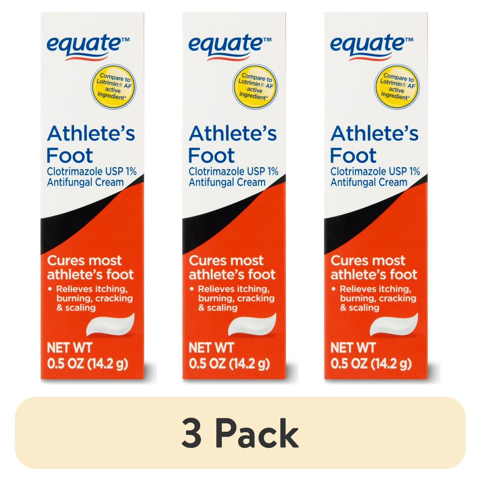 (3 pack) Equate Athlete’s Foot Antifungal Cream, 0.5 oz