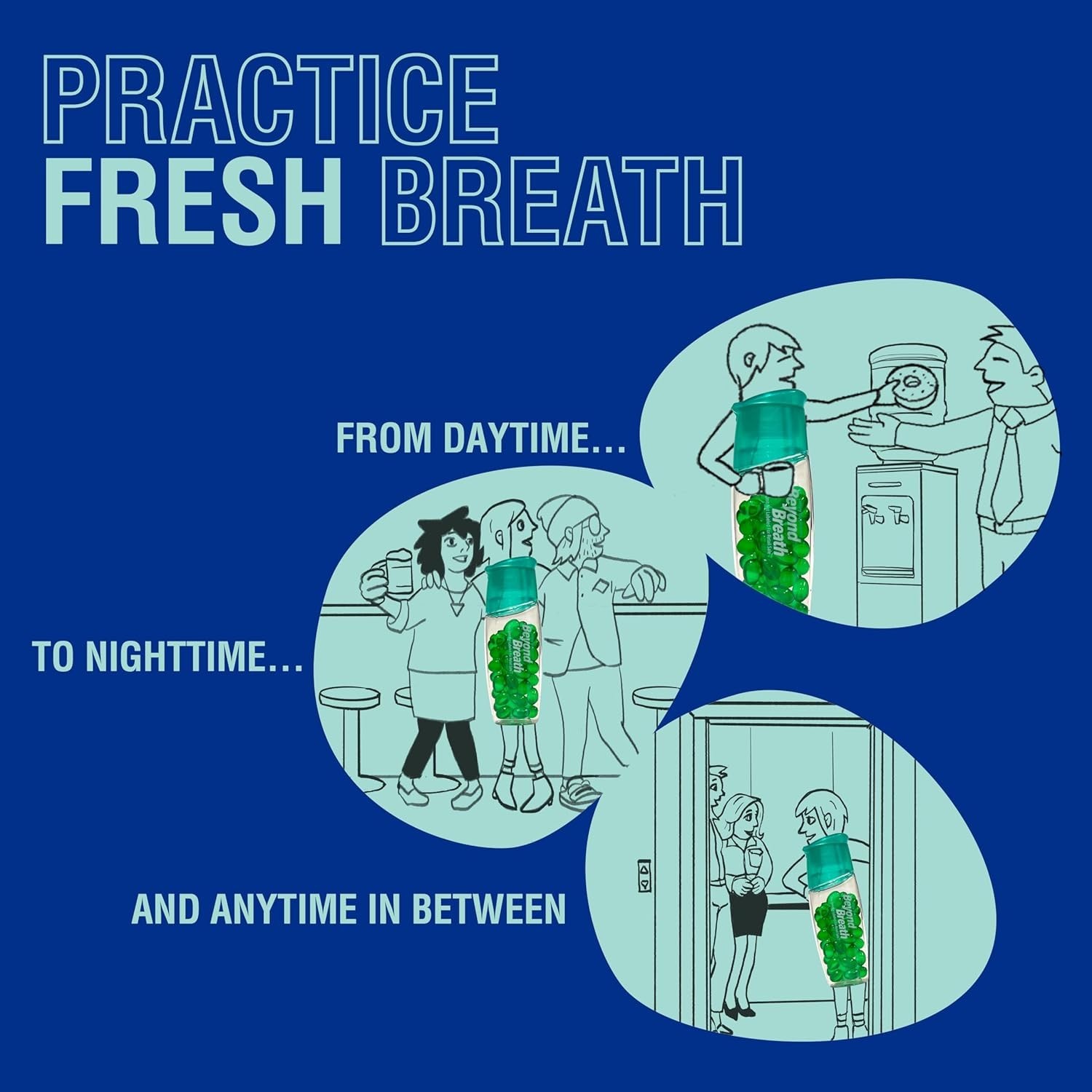Breath Freshening Capsules, Works on Garlic Bad Breath, Lasts 8 Hours, 50 Caps
