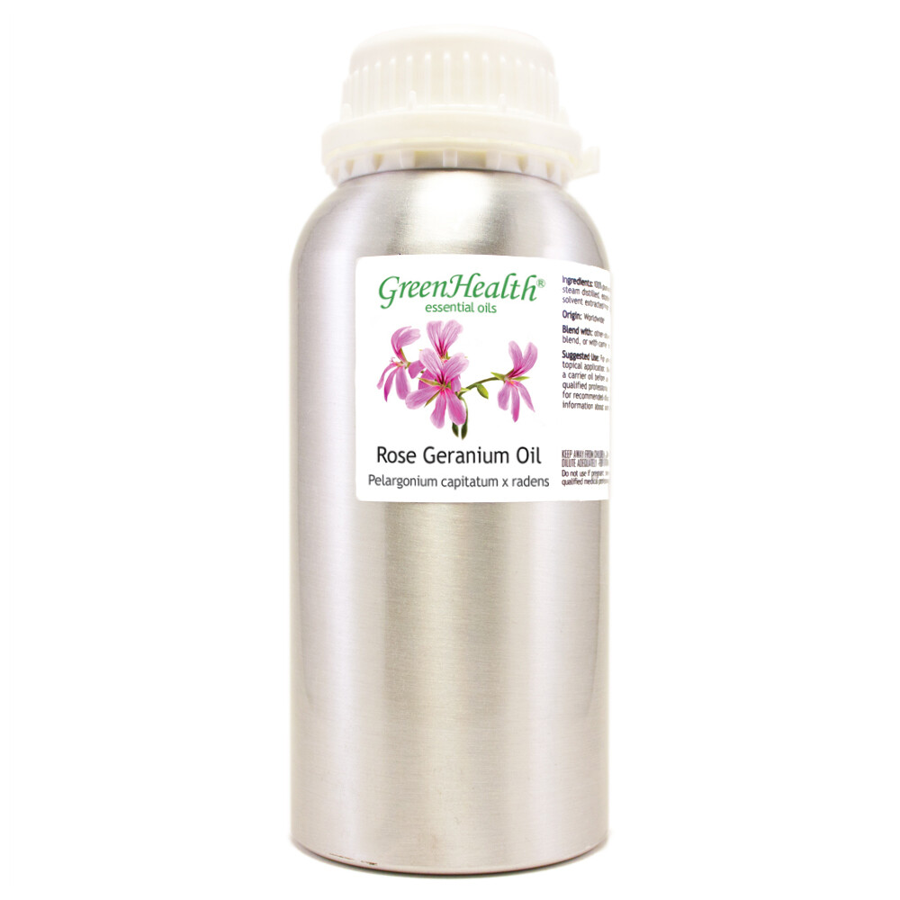16 fl oz Rose Geranium Essential Oil (100% Pure & Natural) in Aluminum Bottle