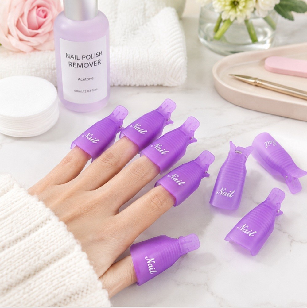 10 Pack Gel Nail Polish Soak Off Clips Manicure Pedicure Wrap Holders