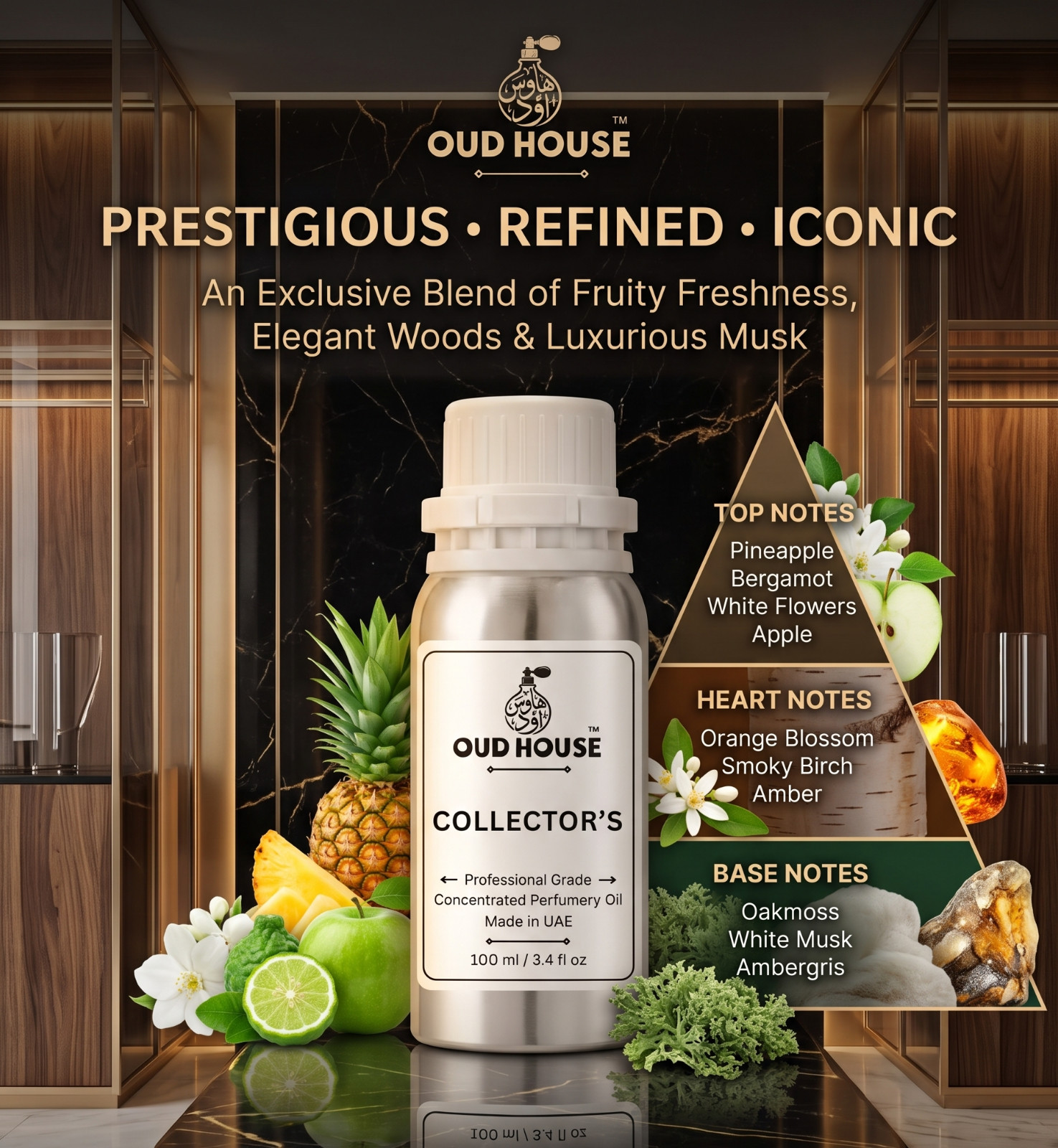 Oud House Collector’s Perfumery Oil 3.4 fl oz Fruity Chypre Men Made in UAE