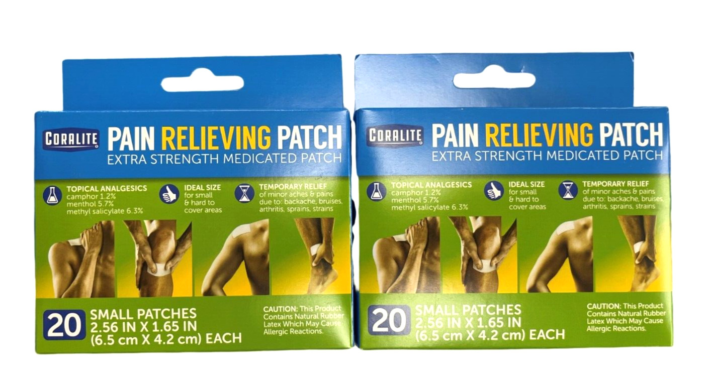 Coralite Small Pain Relief Patch (2.56 x 1.65″) 20 patches/ box ( 2 pack ) __