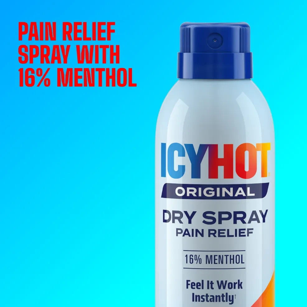 3 Pack Icy Hot Original Pain Relief Dry Spray, with 16% Menthol 4 Oz – 113g