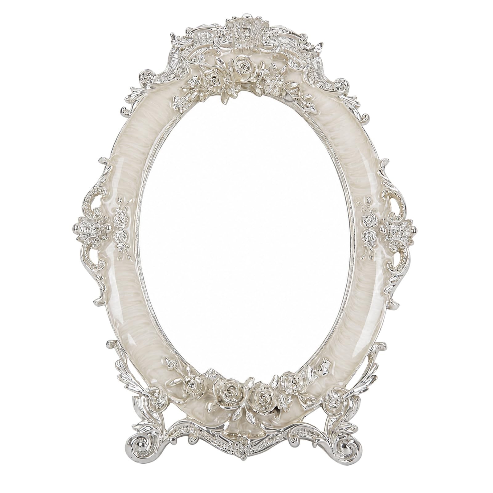 Decorative Vintage Tabletop Mirror Metal Countertop Vanity Makeup Mirror Rose…