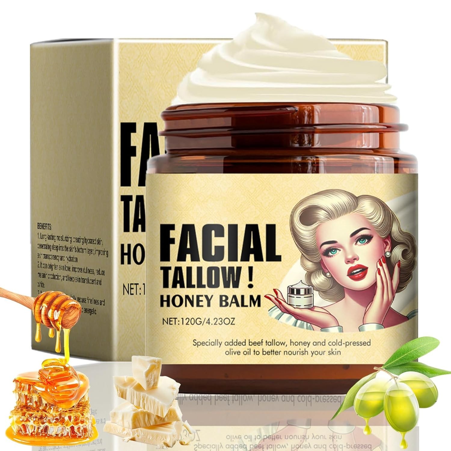Whipped Beef Tallow and Honey Balm: Grass Fed Grass Finished Face Cream – Tallow