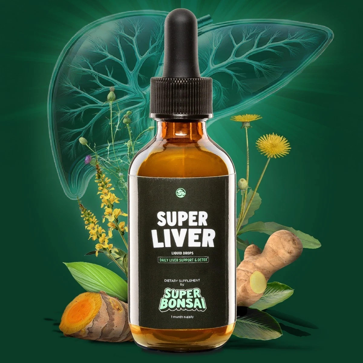 SuperBonsai Super Liver ?C Herbal Liquid Drops with Milk Thistle & Turmeric