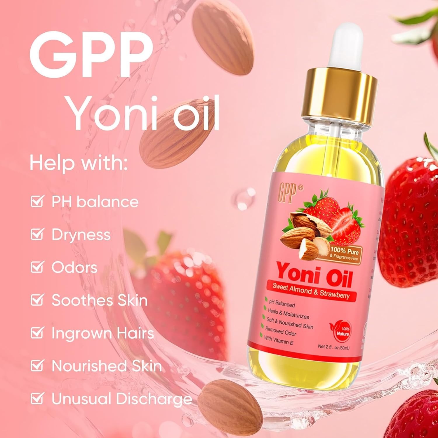Natural Yoni Oil Wash for Women pH Balance and Wetness, Feminine Oil Vaginal Ing