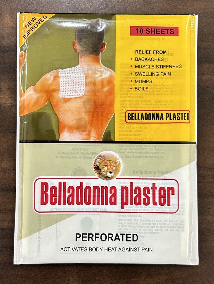 MEHTA Belladonna Plaster (Set of 20 Plasters) – Herbal Pain Relief Patch FS