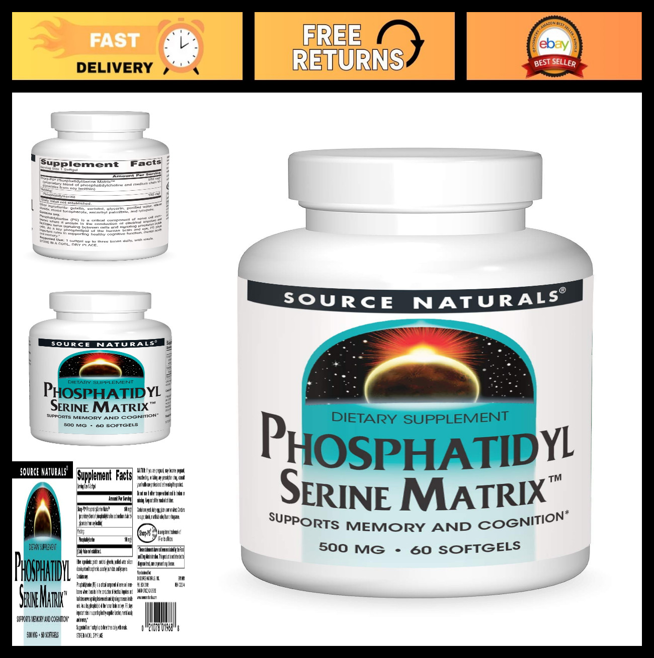 Phosphatidyl Serine 500mg – Memory Support, Cognitive Health, 60 Softgels