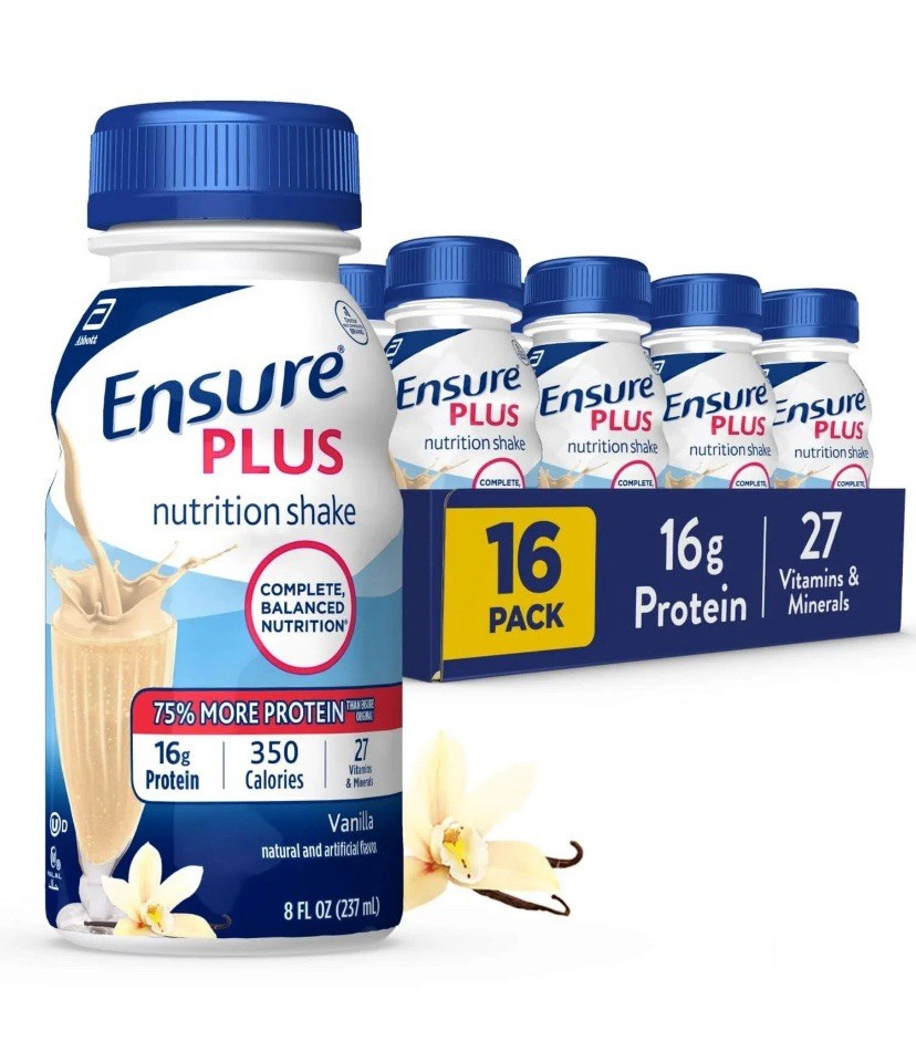 Ensure Plus High Protein Nutrition Shake Vanilla 8 fl oz, 16 Pack