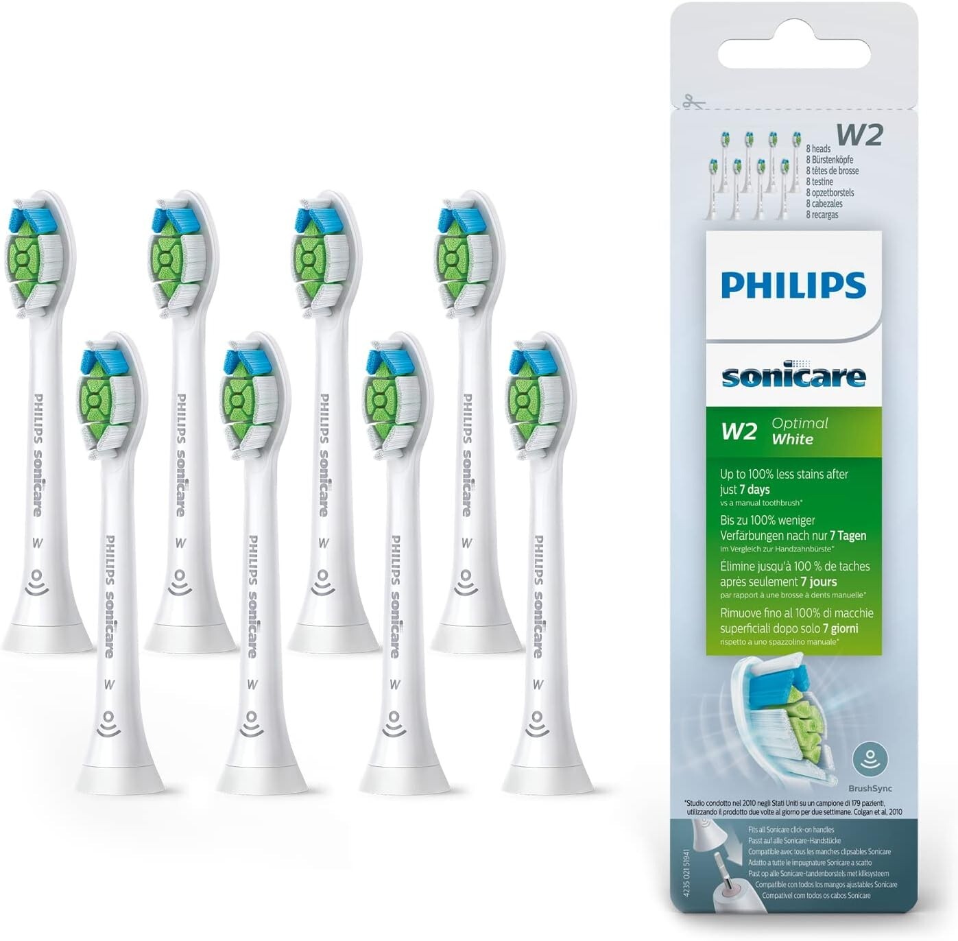 8x Packs White W2 for Philips Sonicare DiamondClean Toothbrush Heads