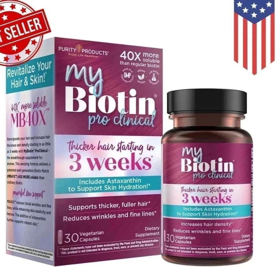 Purity Products My Biotin ProClinical MyBiotin 30 Capsules new EXP 12 / 2027.
