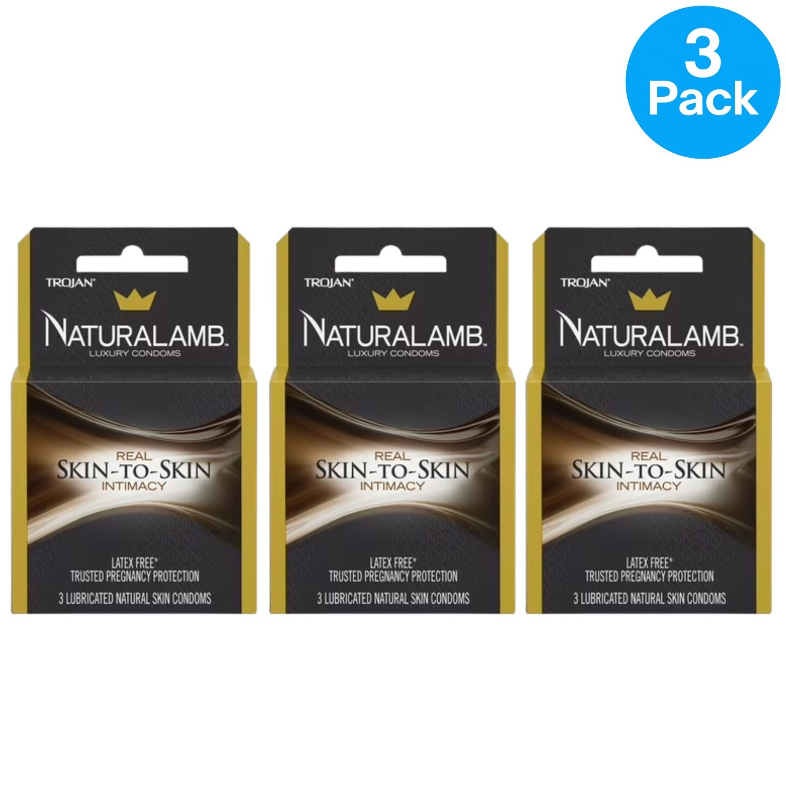 Trojan Naturalamb Luxury Condoms 3 Count 3 Pack Latex Free Exp 02/2029