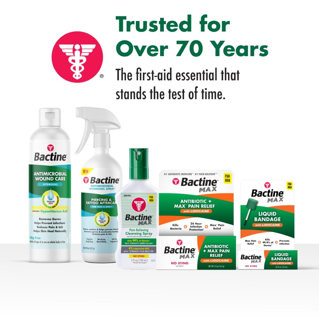 Bactine MAX Antibiotic+Pain Relieving Ointment with Lidocaine,Itch Relief, 0.5oz