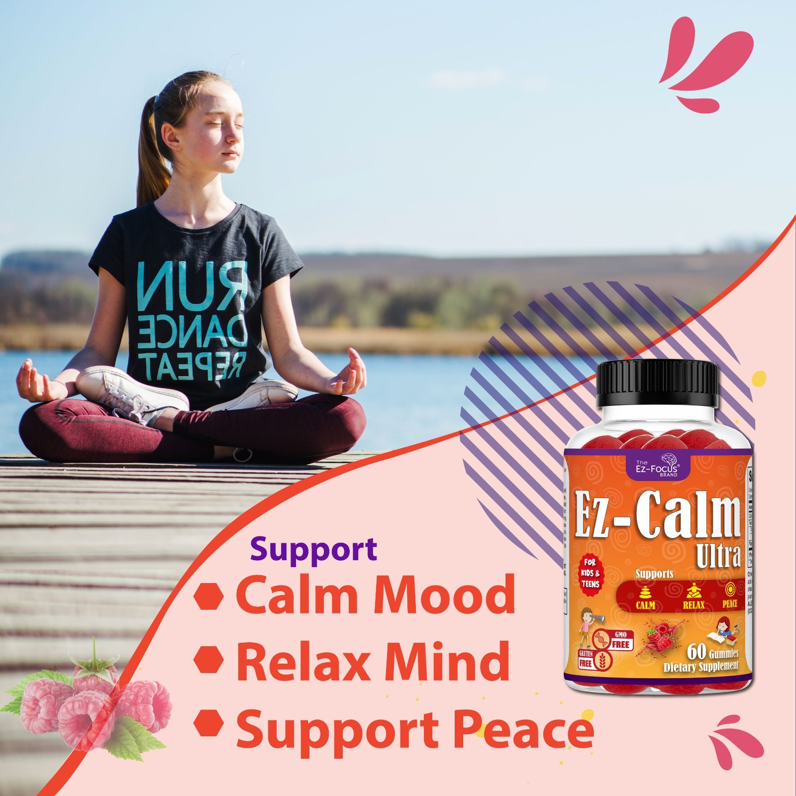 Relaxing Calm Magnesium Gummies for Kids -Great Tasting Kids Magnesium 60Gummies