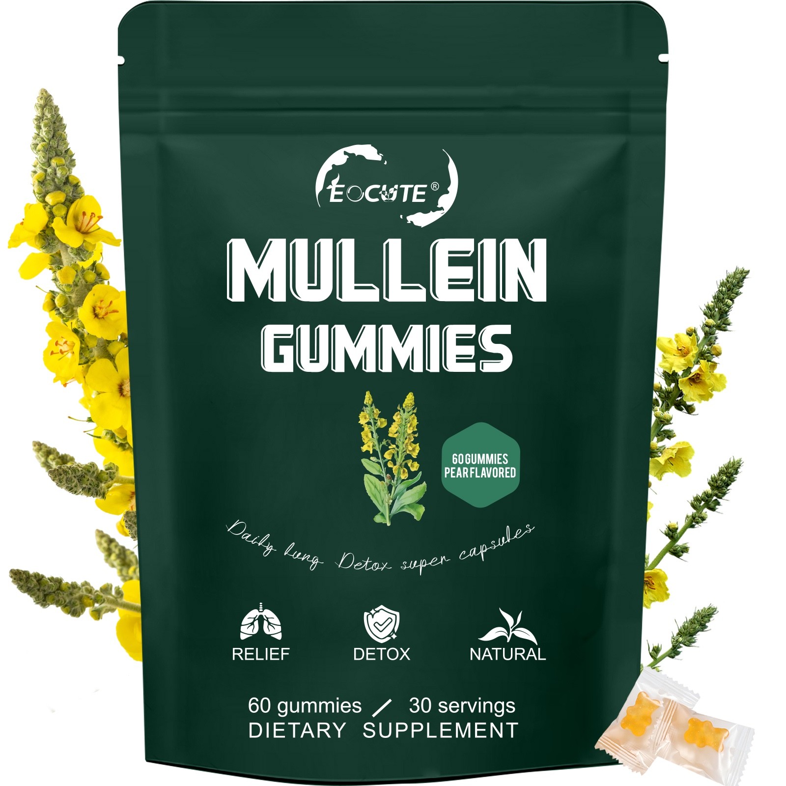Mullein Leaf Extract Gummies for Lung Cleanse, Extra Strength 10000 MG USA