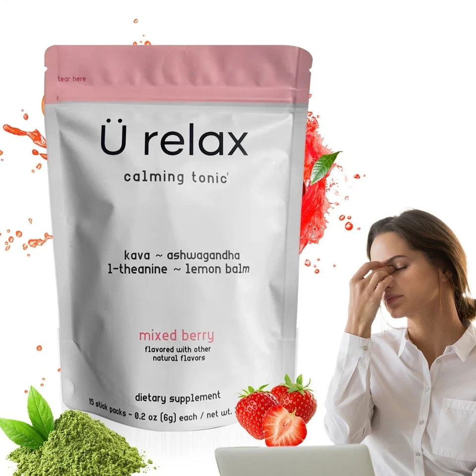 U Relax Calming Tonic 15 Packets MIXED BERRY Flavor Relax Calming Drink US STCOK