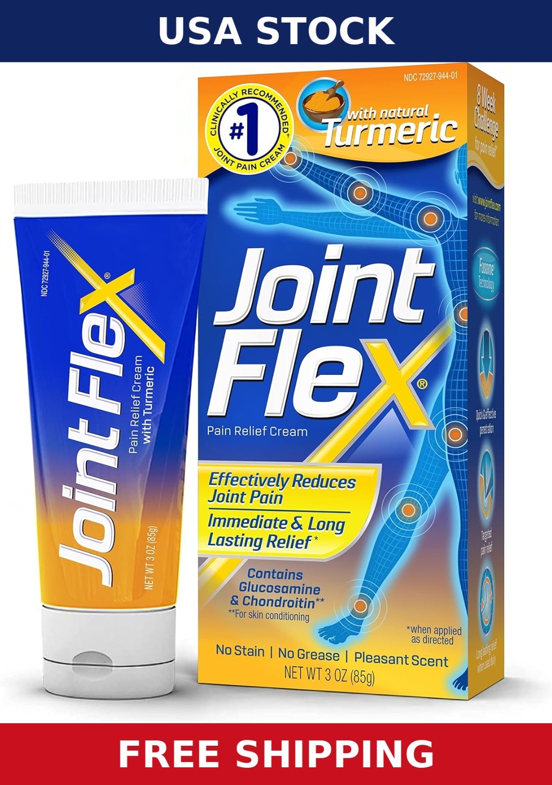 JointFlex Pain Relief Cream Turmeric Arthritis Joint Pain 3oz Camphor Muscle Rub
