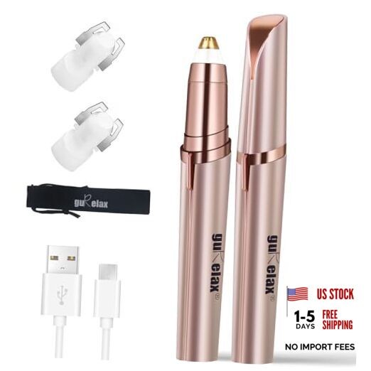Women’s Electric Eyebrow Trimmer with Replacement Blades, Rose Gold-2b