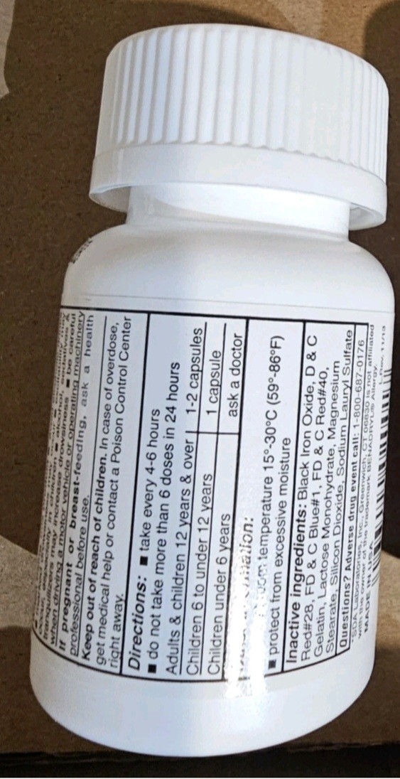 SDA Diphenhydramine 25mg|SleepAid Antihistamine Generic Benadryl 100ct EXP 05/28