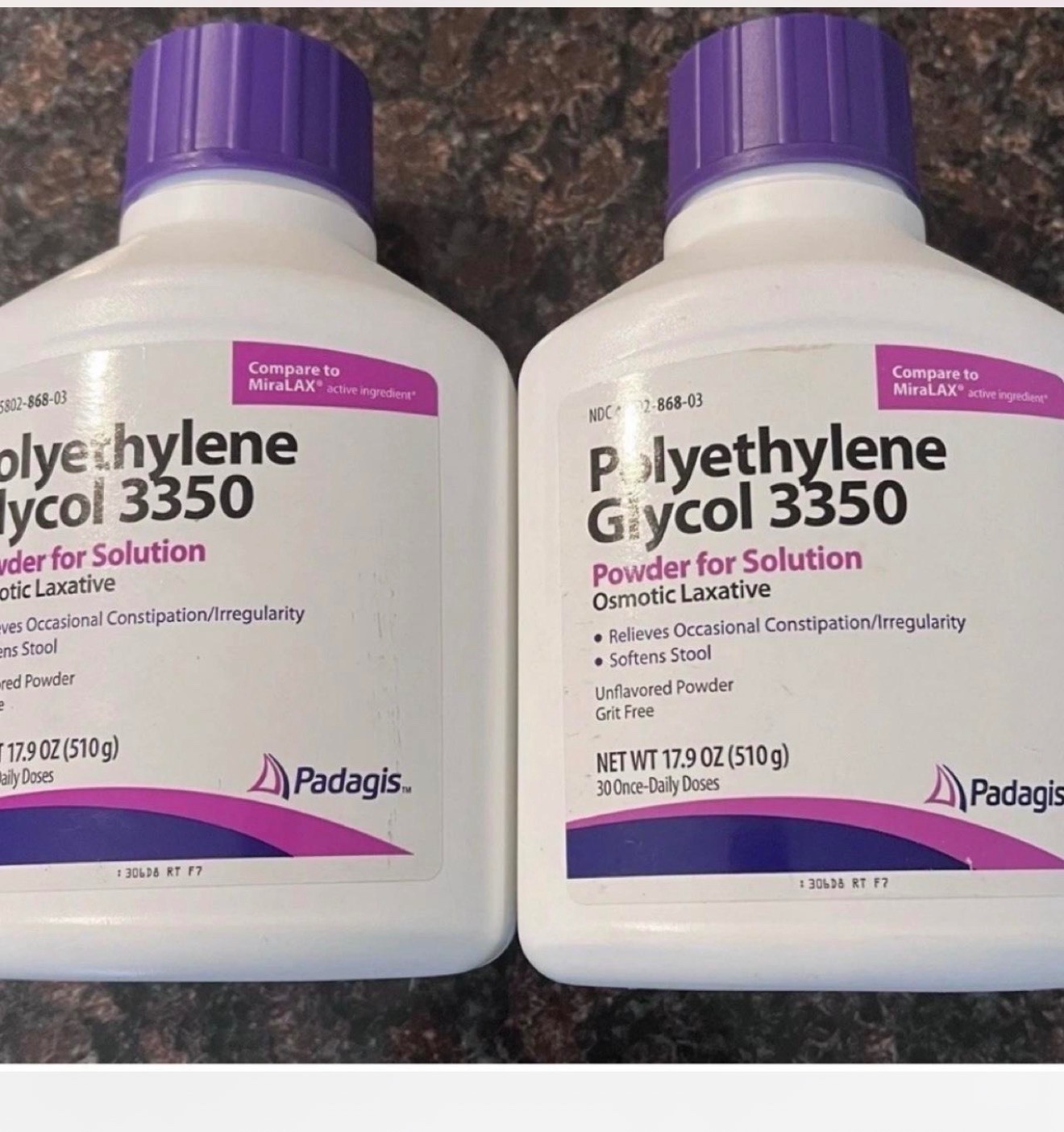2-Padagis Polyethylene Glycol 3350 – Powder for Solution – 17.9 Oz – EXP 02/28