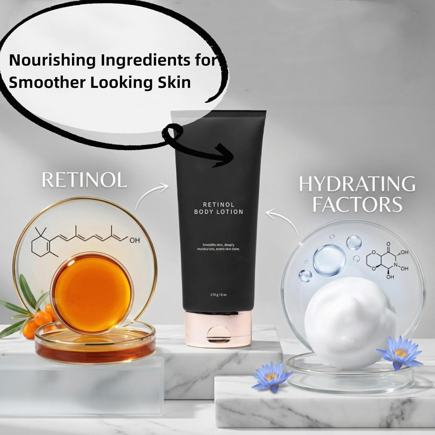 Retinol Body Lotion, Firming Body Cream for Crepey Skin, Deeply Moisturizing 6oz