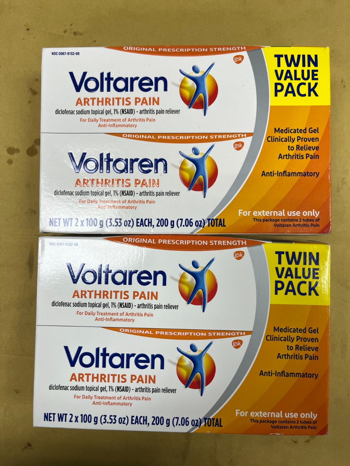 2 New Voltaren Arthritis Pain Reliever Twin Pack – 2 3.53oz Tubes Each Box