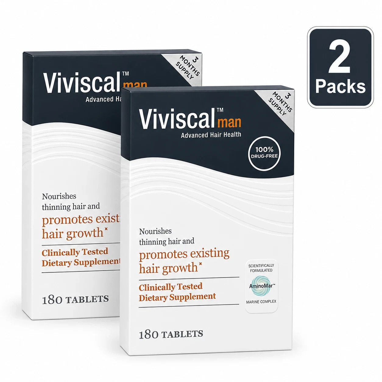 2 Pack 360 Count Viviscal Man Hair Health Supplement Hair Vitamins Exp 2028