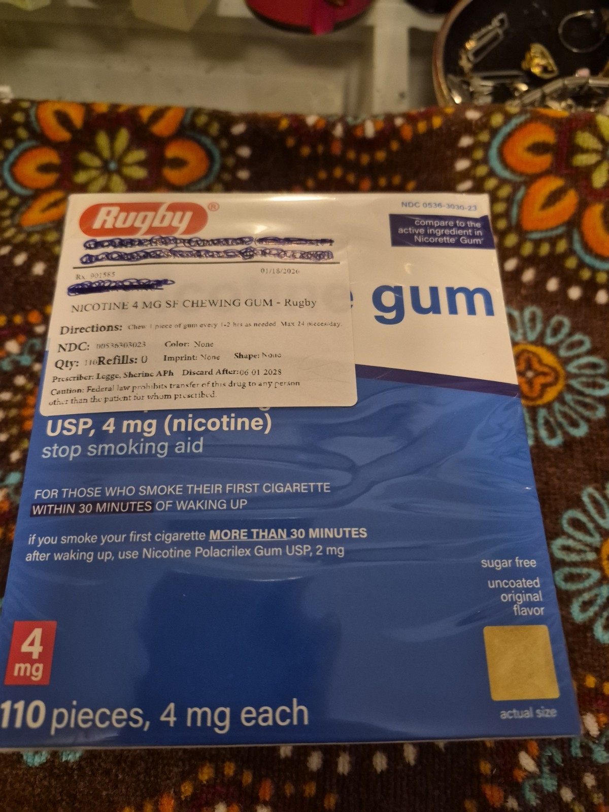 Rugby Nicotine Gum Smoking Aid – 110 Pieces