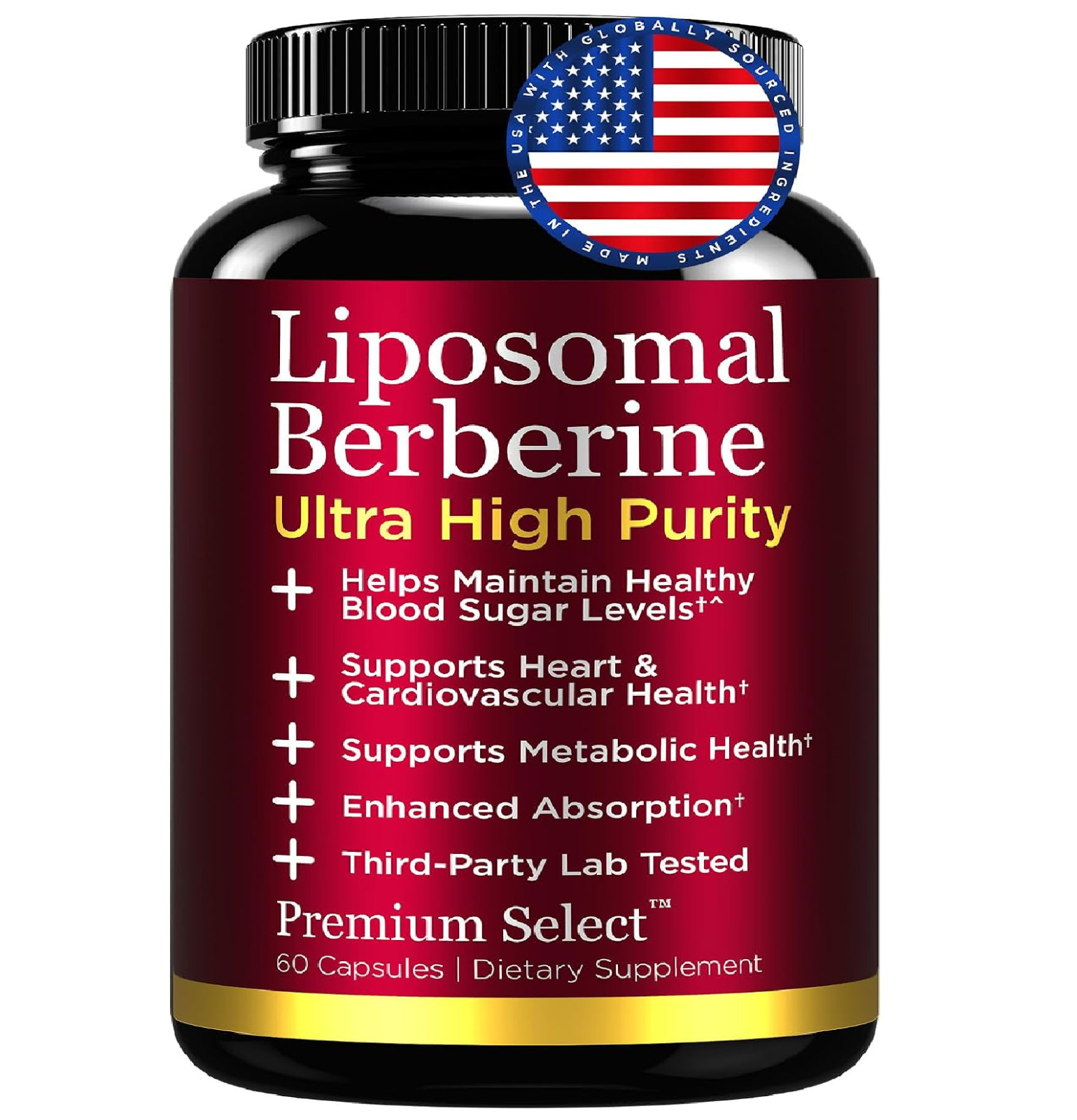 Premium Select Nutrition Liposomal Berberine HCL 60 Count (Pack of 1)