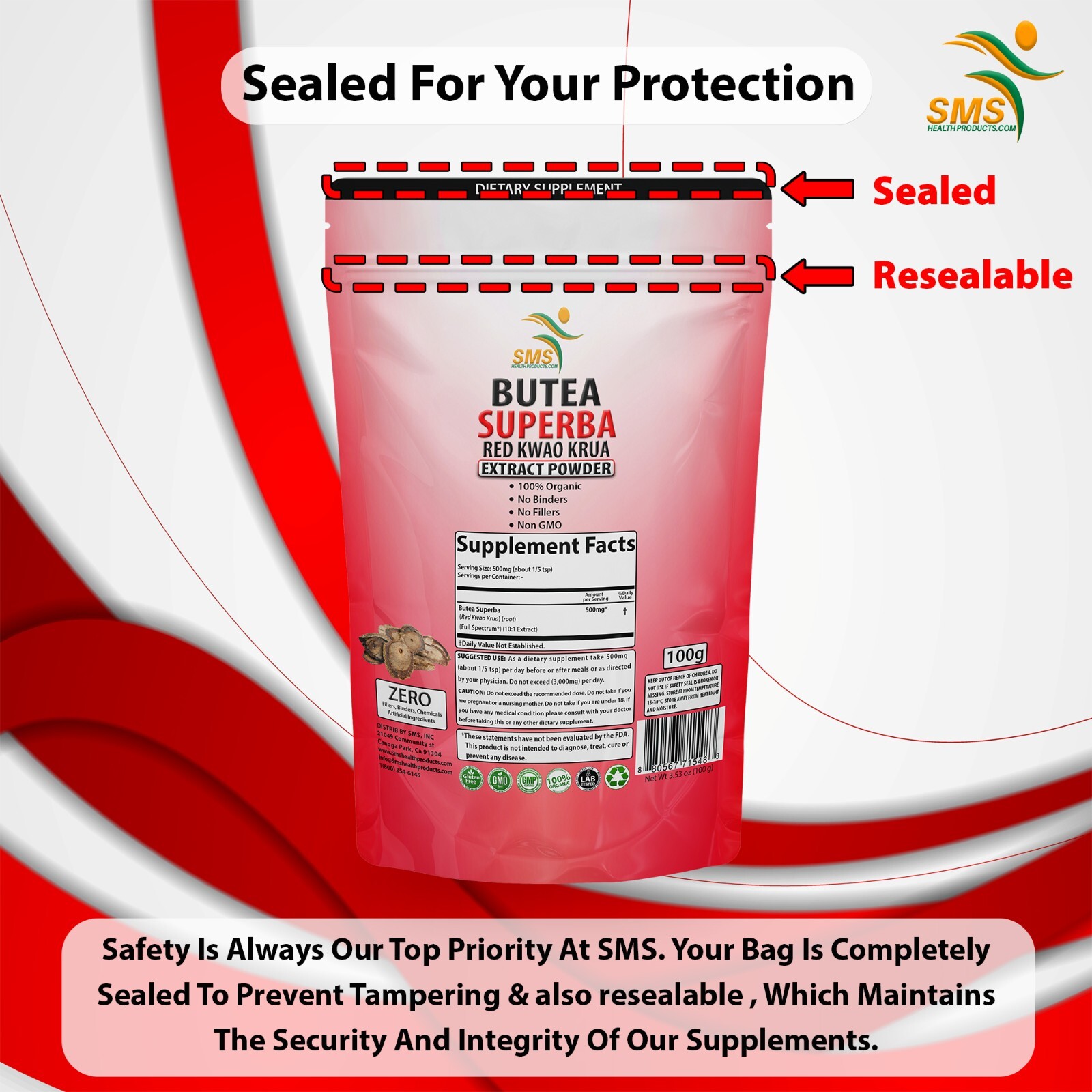 Butea Superba Extract Powder 10:1 High quality 100% Organic Red Kwoa Khruea 227g