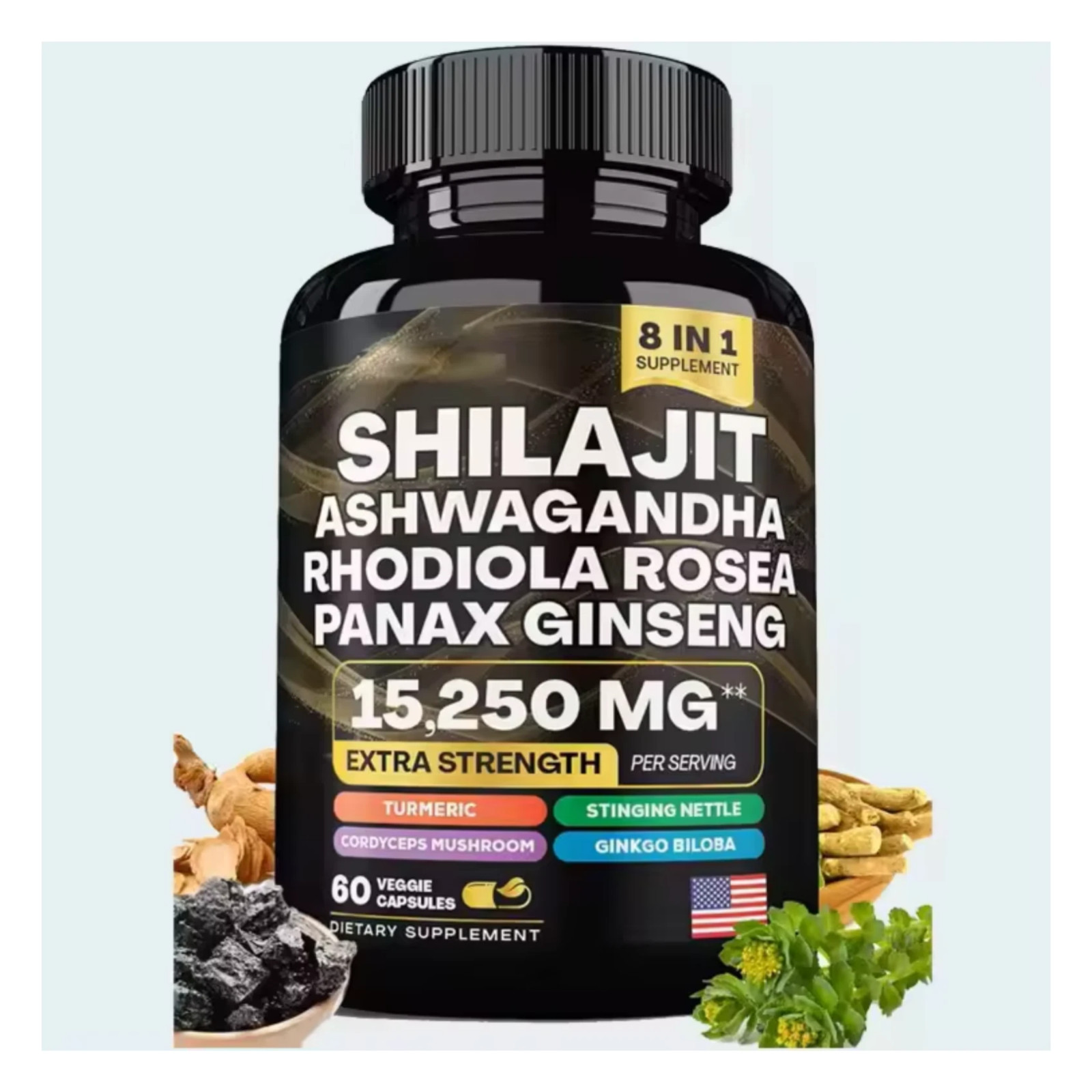 Shilajit Multivitamin (Turmeric, Ginger, Ashwagandha, Cordyceps Mushrooms)60 cap